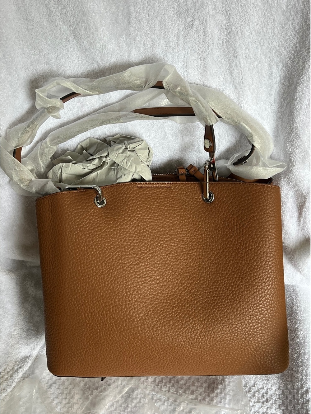 Calvin Klein Brown Pebbled Leather Tote Bag - Picture 2 of 7